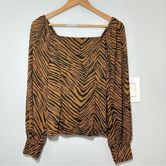 boho Ember LagenLook Square Neck Semi Sheer Long Sleeve w/ Cuff Burnt Orange top - Picture 2 of 9